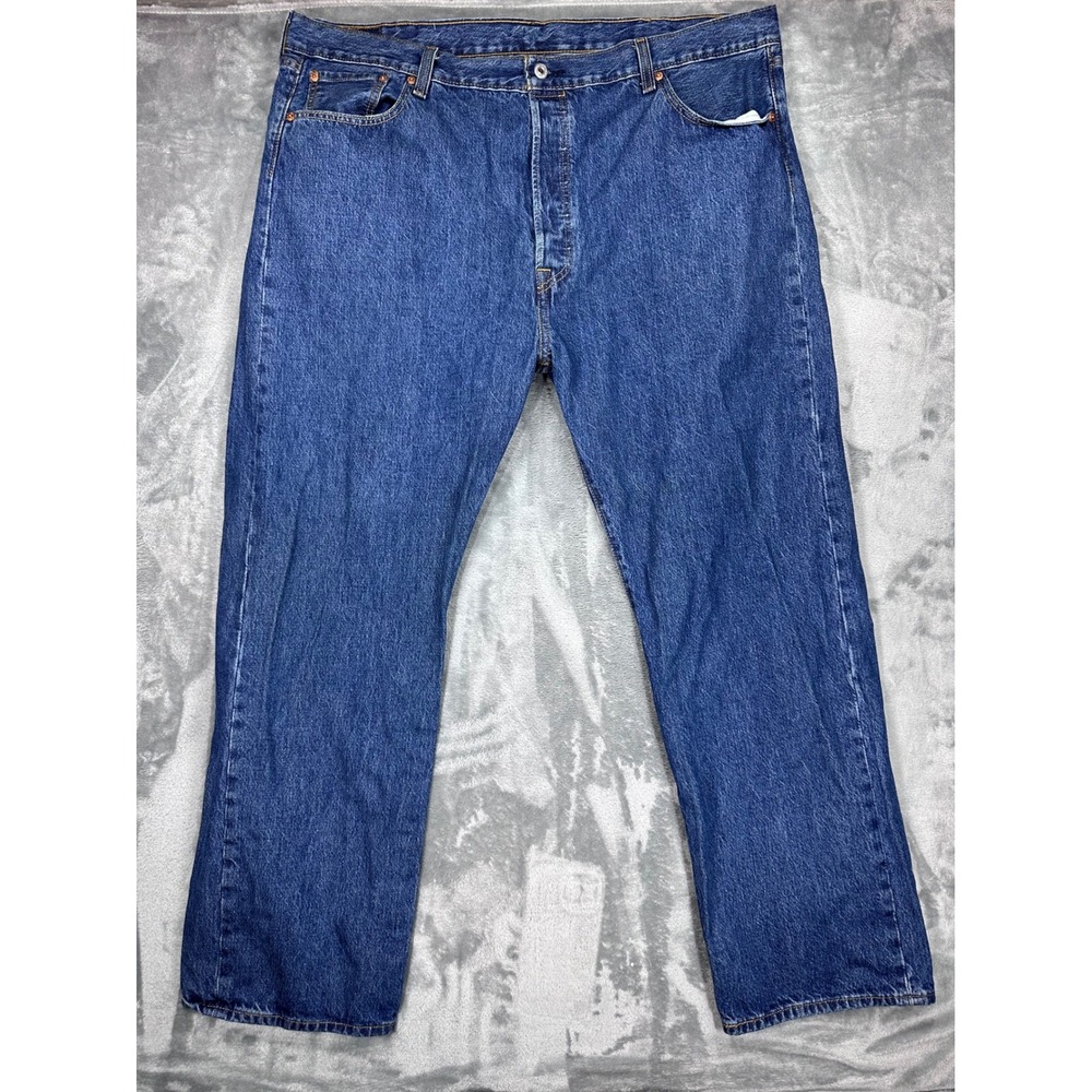 Levis 501 Original Fit Mens Blue‎ Denim Straight Leg Button Fly Jeans 44x32